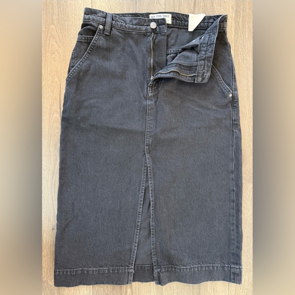 NWOT Free People We the Free Wild Roses Midi Skirt Black Size 27 - Picture 6 of 16